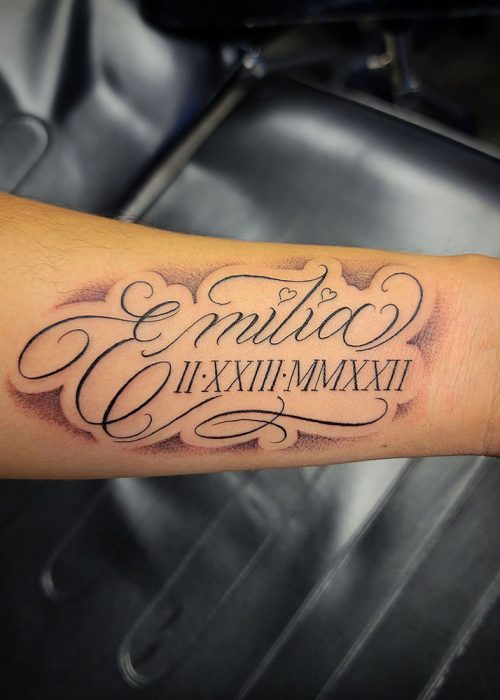 Emilia Calligraphy Tattoo - Heatstroke Tattoo