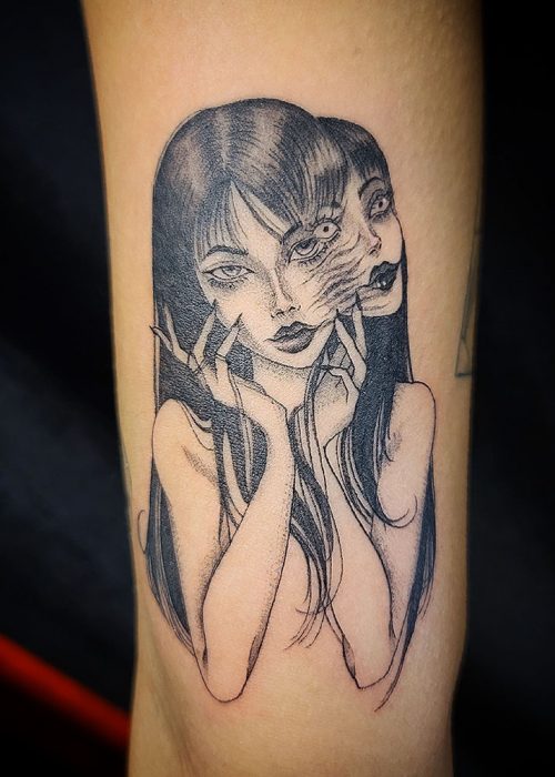 Female Two-Face Tattoo