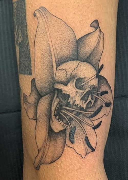 Flower and Skull Tattoo - Heatstroke Tattoo