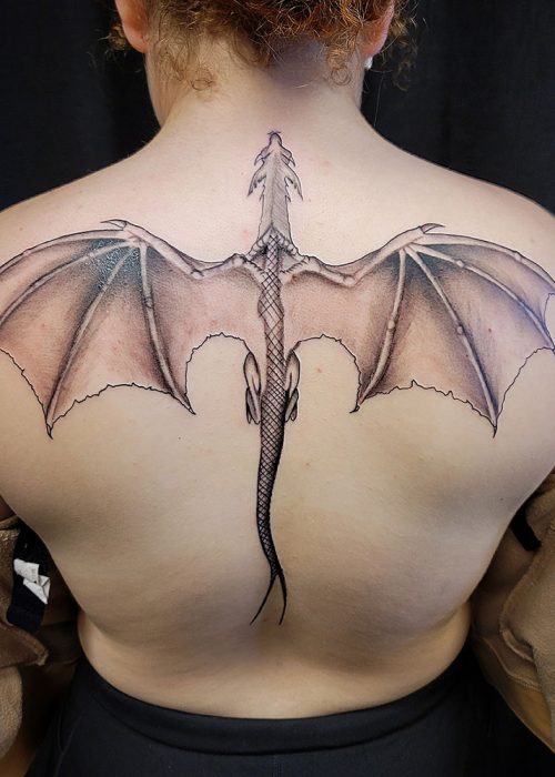 Flying Dragon Back Tattoo - Heatstroke Tattoo