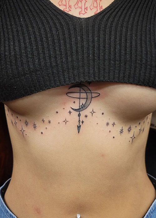 Image of Moon and Stars Tattoo