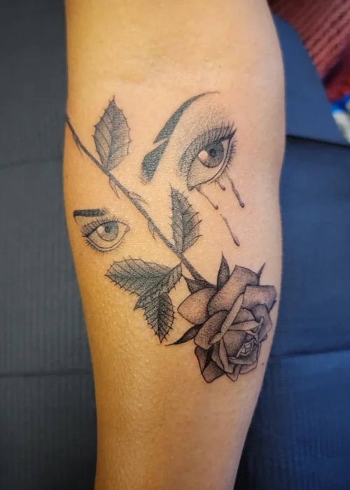 Rose and Crying Eyes Tattoo - Heatstroke Tattoo